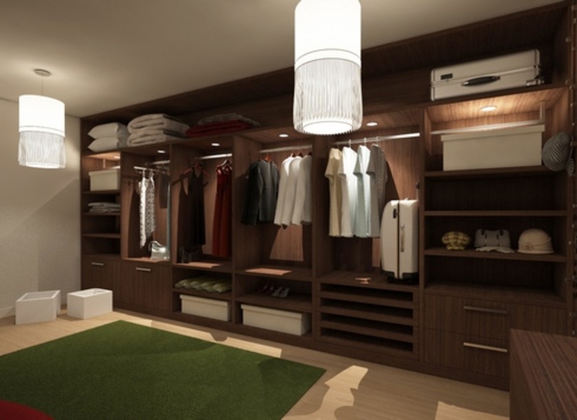 Классическая гардеробная комната из массива с подсветкой Усть-Каменогорск